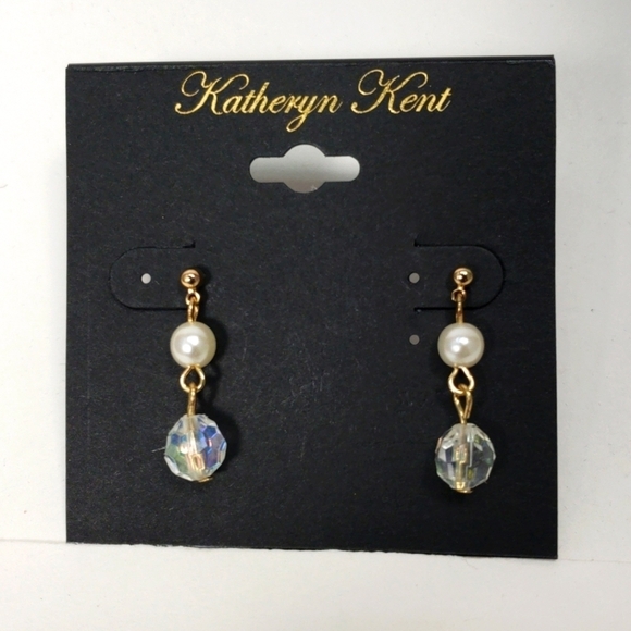 KATHERYN KENT Gold-tone Post Drop Dangle Beaded Earrings Women's Fashion Jewelry - Picture 1 of 7